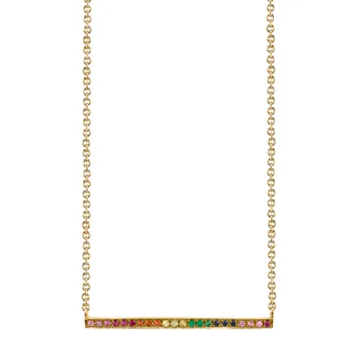 Gold and Rainbow Bar Necklace