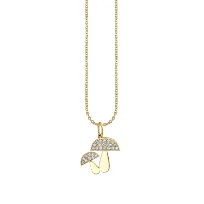 Gold and Diamond Large Mushroom Charm