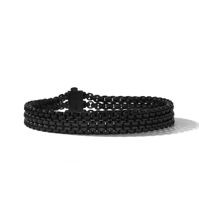 Three Row Box Chain Bracelet with Stainless Steel and Black Titanium