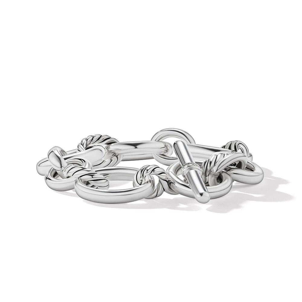 DY Mercerâ Chain Bracelet in Sterling Silver with Diamonds, 25mm
