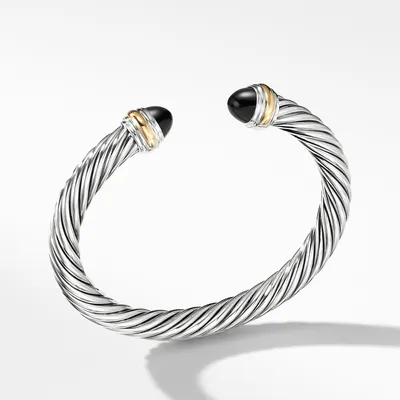 Cable Classics Bracelet in Sterling Silver with Black Onyx and 14K Yellow Gold