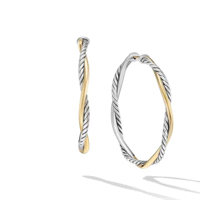 Infinity Hoop Earrings in Sterling Silver with 14K Yellow Gold, 42mm