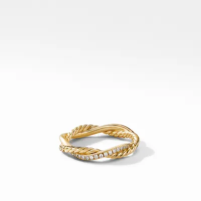 Petite Infinity Band Ring in 18K Yellow Gold with Diamonds, 4mm