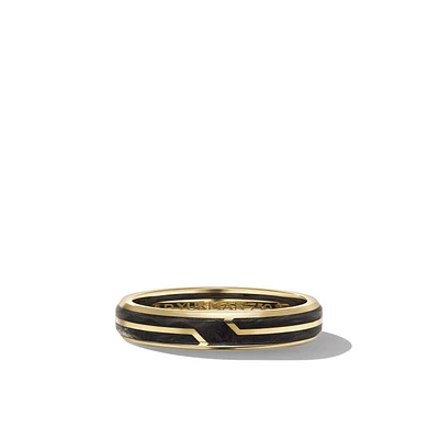 Forged Carbon Band Ring in 18K Yellow Gold