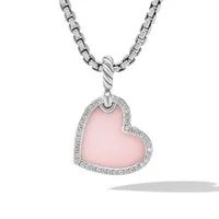 DY Elements Heart Amulet in Sterling Silver with Pink Opal and Diamonds