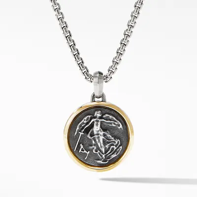 Petrvs Angel Pendant in Sterling Silver with 18K Yellow Gold, 33mm