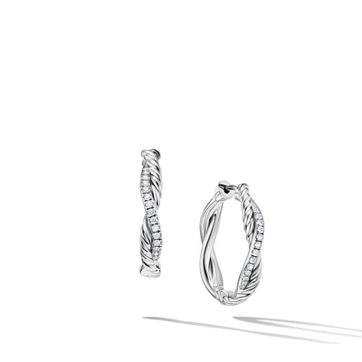Petite Infinity Hoop Earrings in Sterling Silver with Diamonds, 17.3mm