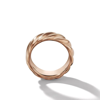 Sculpted Cable Contour Band Ring in 18K Rose Gold