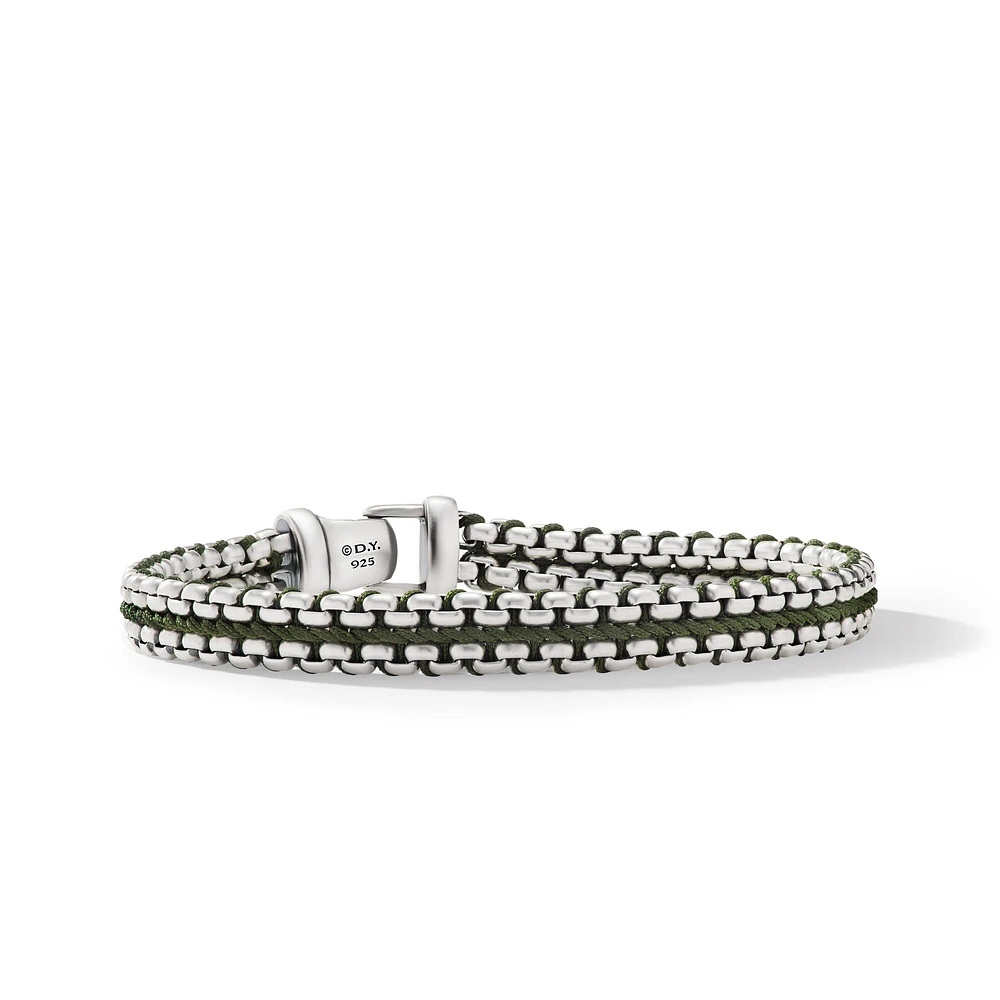Woven Box Chain Bracelet in Sterling Silver with Nylon