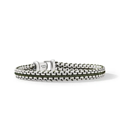 Woven Box Chain Bracelet in Sterling Silver with Nylon