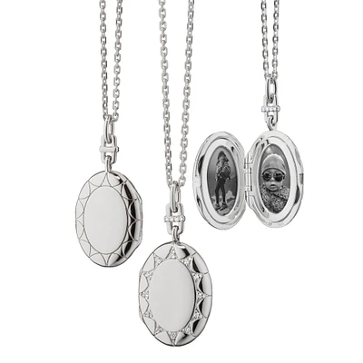 Sun Oval Locket Necklace 18 with a loop at 20"