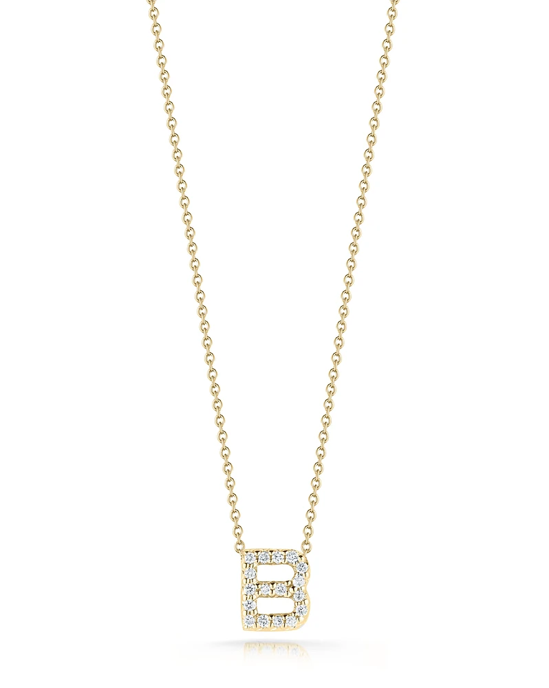 Tiny Treasures Yellow Gold & Diamond Love Letter B Pendant Necklace Length 16"