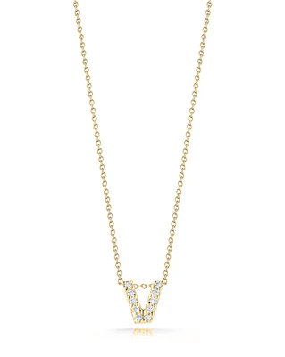 Tiny Treasures Yellow Gold Love Letter V Necklace Length 16" adjustable to 18'