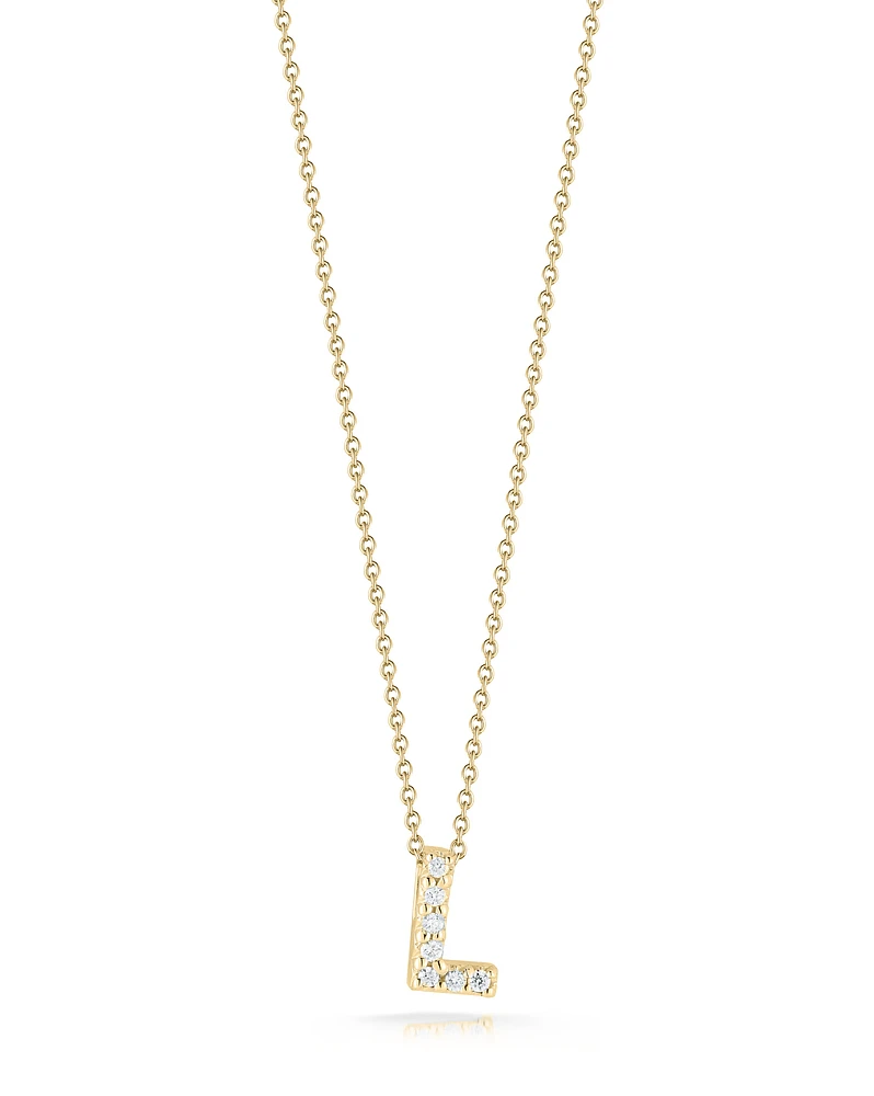 Tiny Treasures Yellow Gold & Diamond Love Letter L Pendant Necklace Length 16"
