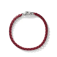 Box Chain Bracelet in Sterling Silver with Burgundy Stainless Steel, 5mm