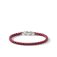 Box Chain Bracelet in Sterling Silver with Burgundy Stainless Steel, 5mm