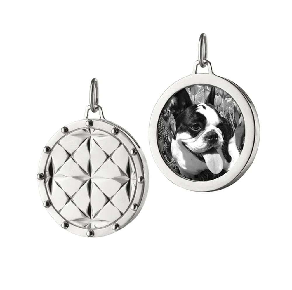 Round Mosaic Sterling Silver Half Locket