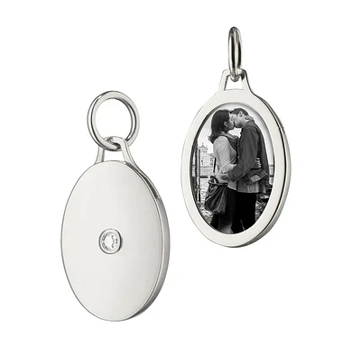 Oval Half Locket with Sapphire Pendant - Sterling Silver
