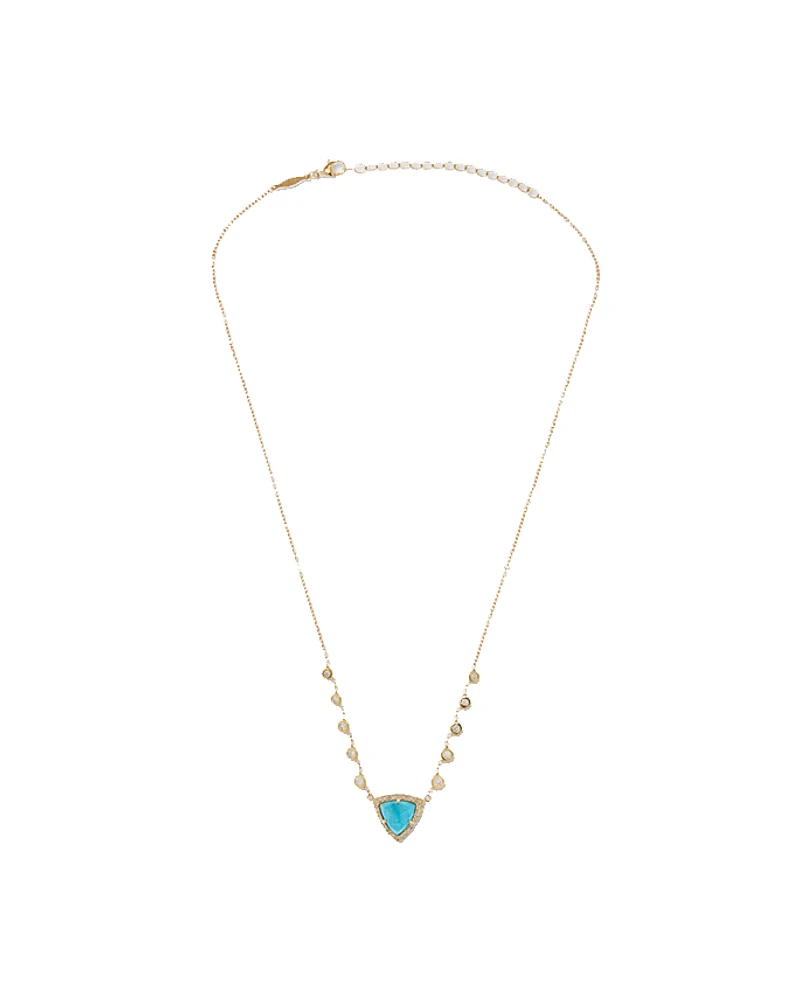 Emily 14-karat gold, turquoise and diamond necklace