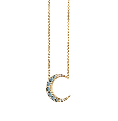 Aquamarine Midi Crescent Moon Necklace