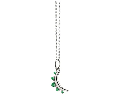 May Emerald "Moon" Sterling Silver Birthstone Necklace
