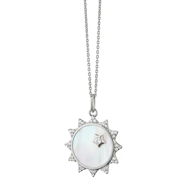 Mother of Pearl Sapphire "Happiness" Sun Charm Necklace