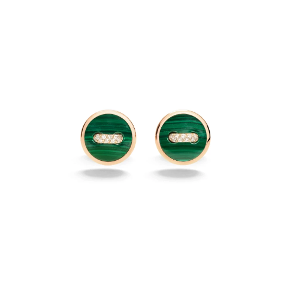 Pom Pom Dot Malachite and White Earrings