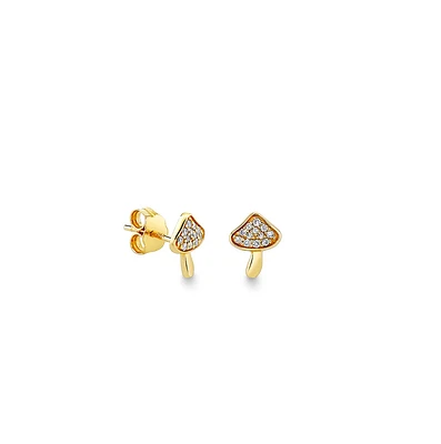 Gold & Diamond Small Mushroom Stud