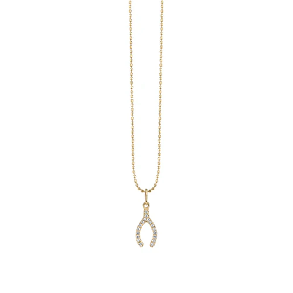 Wishbone 14K Yellow Gold with Micro Pave Diamonds