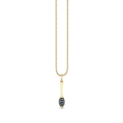 Sydney Evan 14K Yellow Gold Small Caviar Spoon Charm Necklace