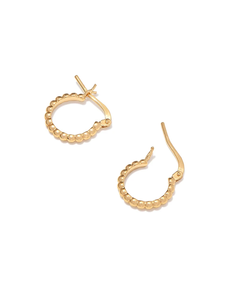 Beaded 13mm Huggie Earrings Sterling Silver