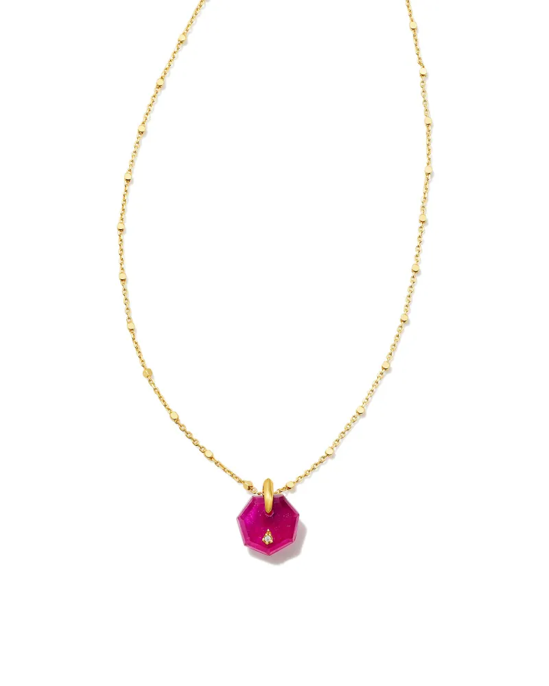 Anna Kate 18k Gold Vermeil Pendant Necklace Pink Quartzite