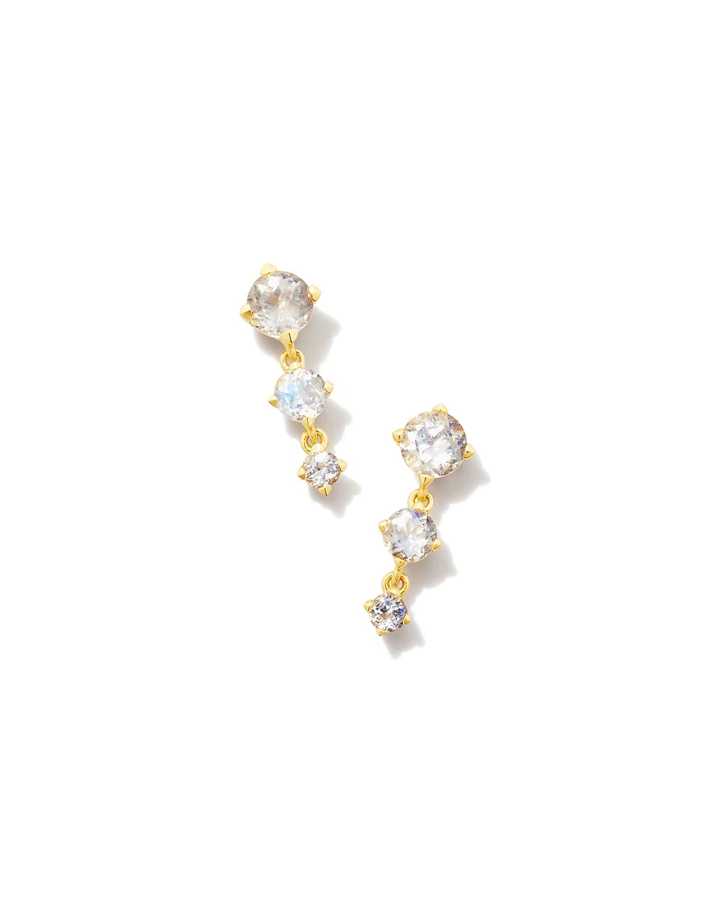 Blakely 18k Gold Vermeil Drop Earrings in Rainbow Moonstone