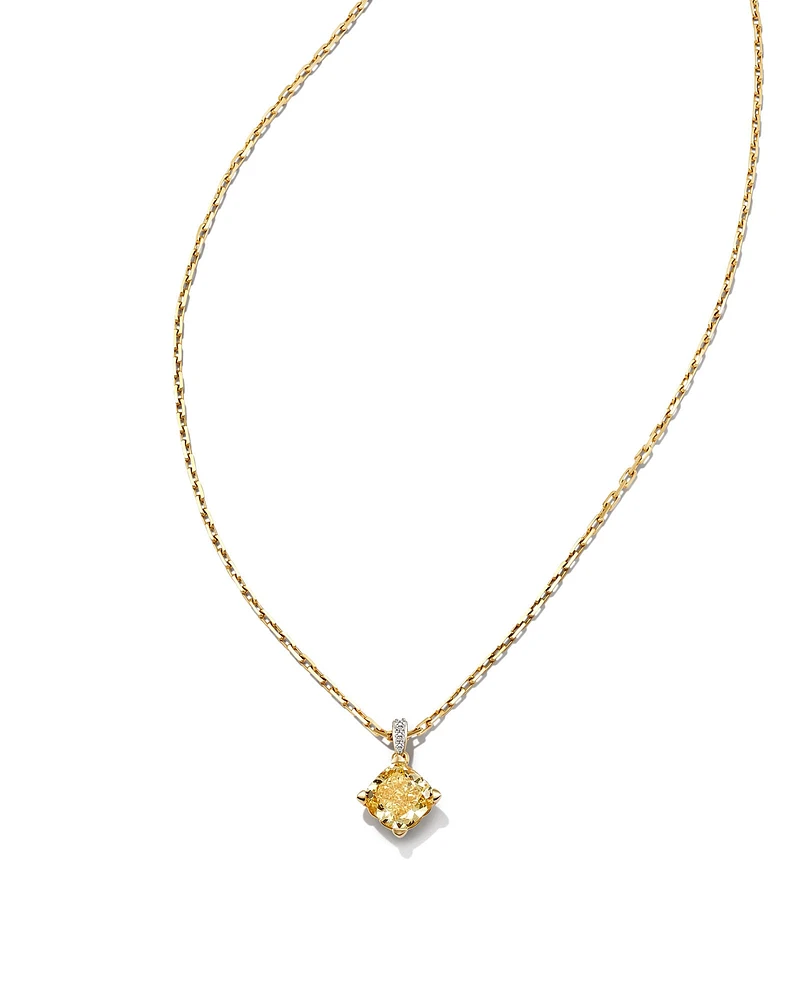 1.014 ct 20th Anniversary Dira 14k Yellow Gold Cushion Cut Pendant Necklace in Yellow Lab Grown Diamond