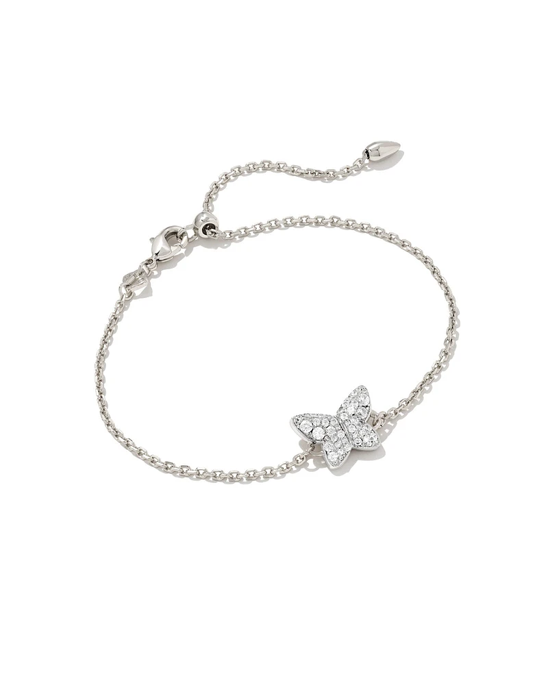 Lillia Butterfly Silver Delicate Bracelet in White CZ
