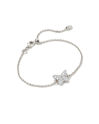Lillia Butterfly Silver Delicate Bracelet in White CZ