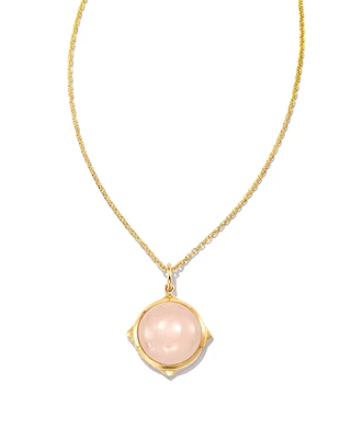Matilda 18k Gold Vermeil Stone Charm Necklace Rose Quartz