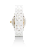 Alex Two Tone Stainless Steel 35mm Watch in White Ceramic