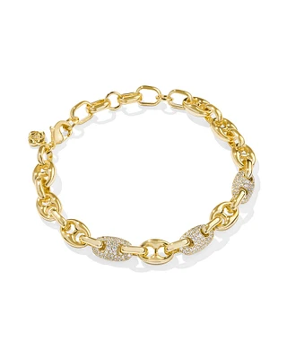 Bailey Gold Pave Chain Bracelet in White CZ