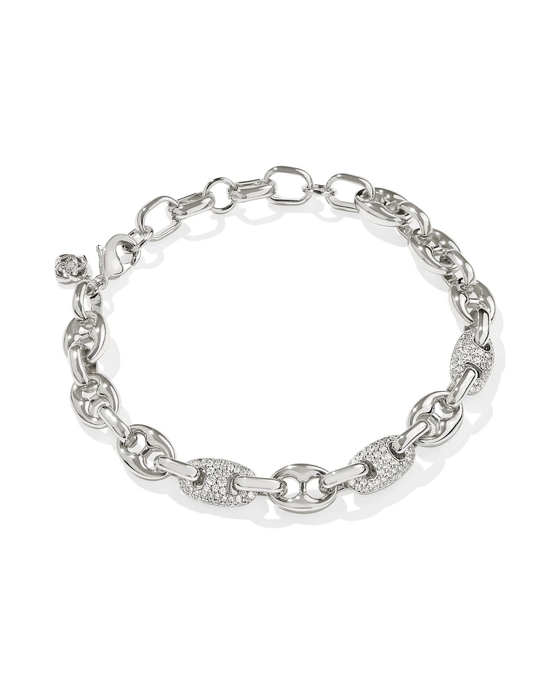 Bailey Silver Pave Chain Bracelet in White CZ