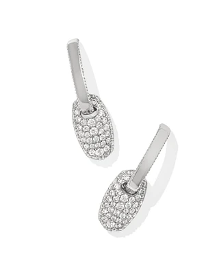 Bailey Silver Pave Huggie Earrings in White CZ