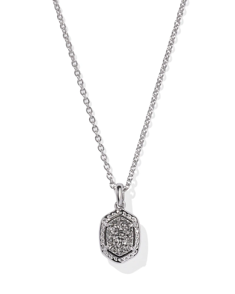 Daphne Silver Framed Short Pendant Necklace in Platinum Drusy