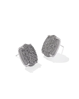 Daphne Silver Large Stud Earrings in Platinum Drusy