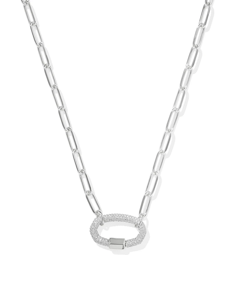 Emery Gold Link and Chain Necklace in White CZ