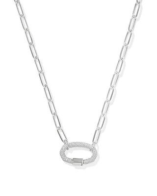 Emery Silver Link and Chain Necklace in White CZ