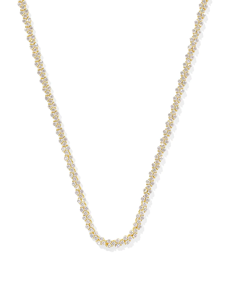 Emery Gold Tennis Necklace in White CZ