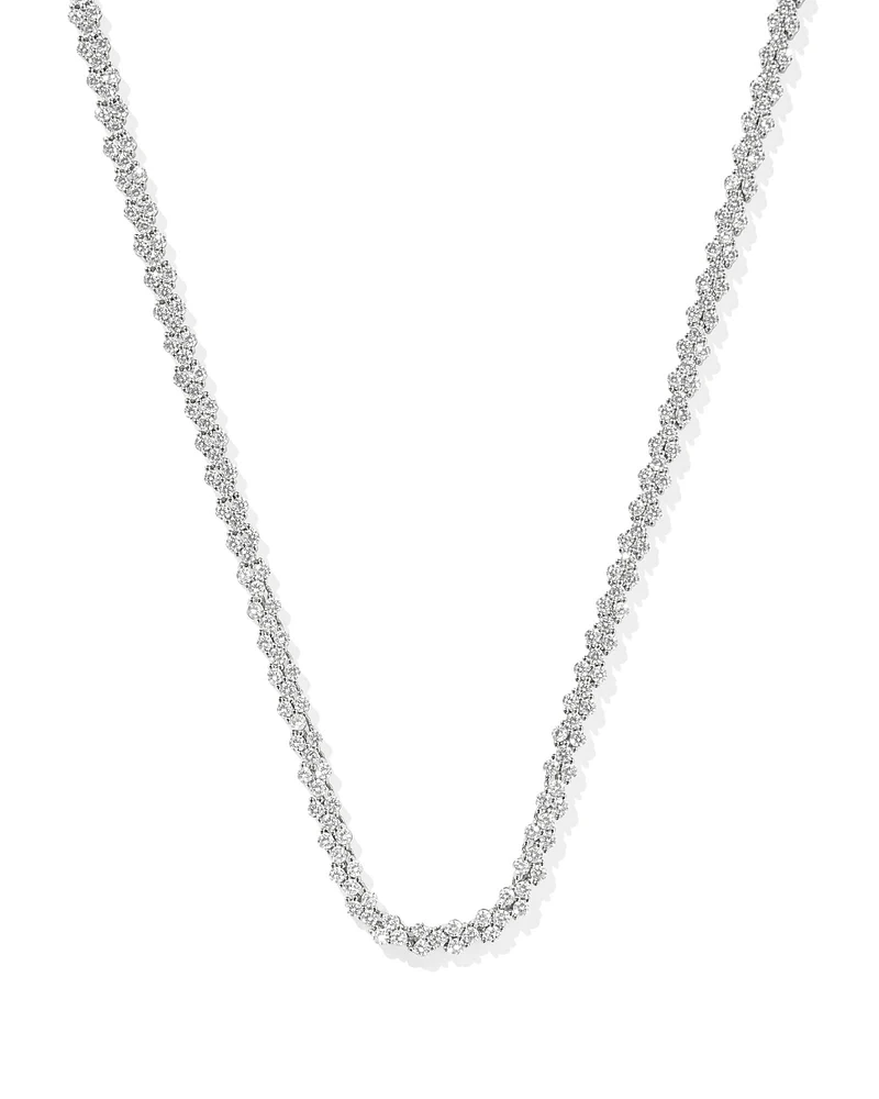 Emery Silver Tennis Necklace in White CZ