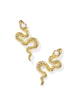 Lyle Gold Snake Stud Earrings Freshwater Cultured Pearl