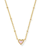Mini Ari Heart Gold Satellite Short Pendant Necklace in Red Kyocera Opal