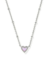 Mini Ari Heart Silver Satellite Short Pendant Necklace in Ivory Mother-of-Pearl